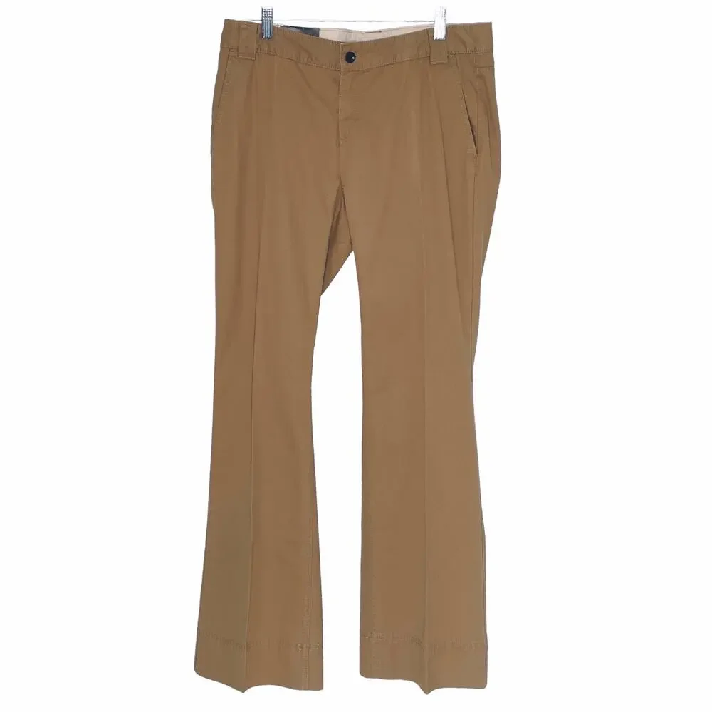 Banana Republic Khaki Chinos Wide Leg Dark Tan 10 NEW